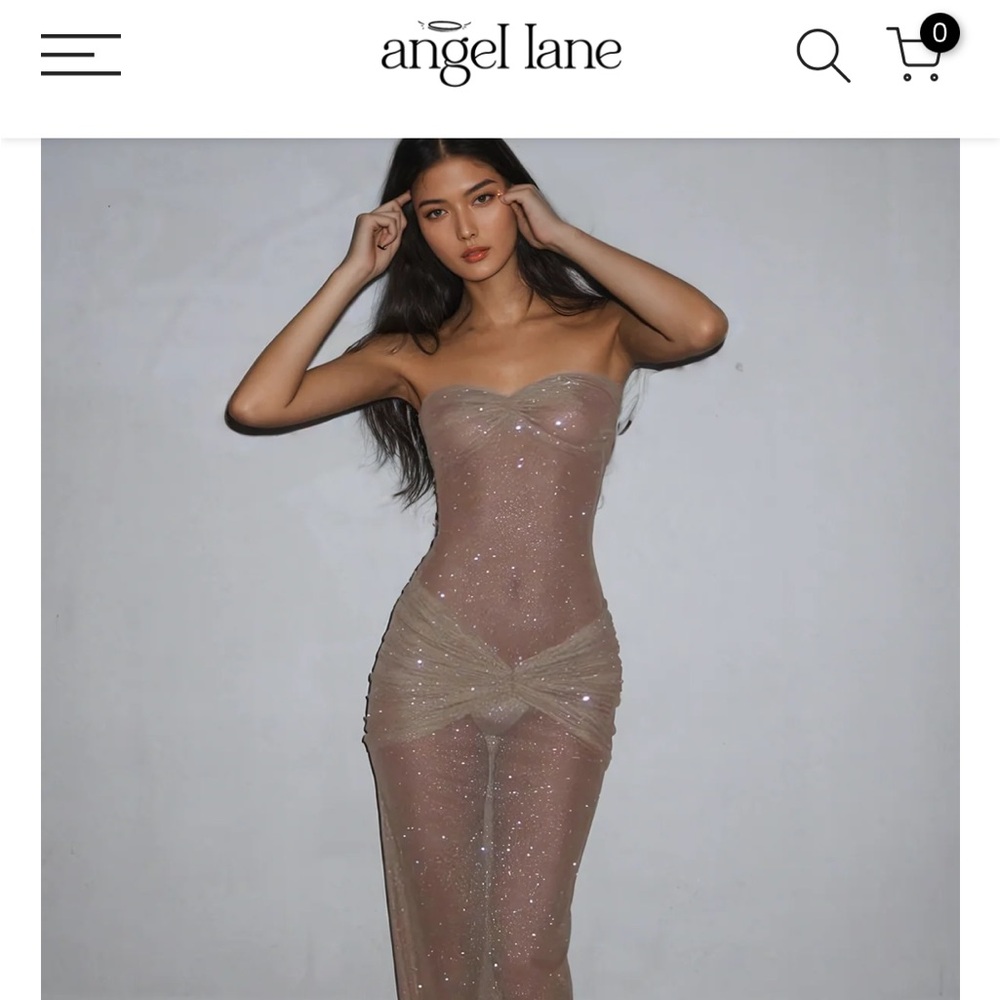 Shimmer Nude Strapless Evening Gown Small Angel Lane Clothing Small - Picture 2 of 8